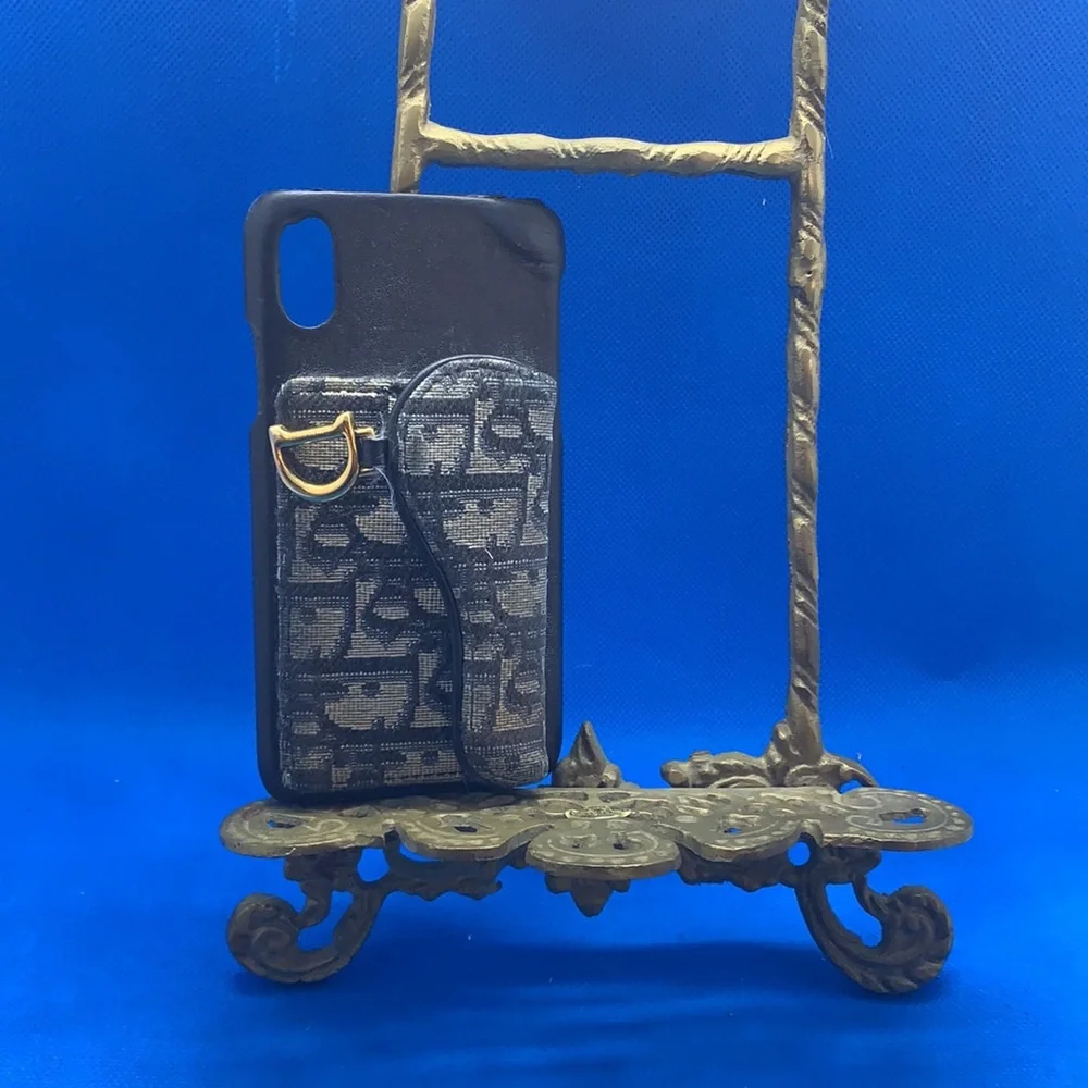 CHRISTIAN DIOR Trotter  Oblique‎ Calfskin Saddle iPhone Blue